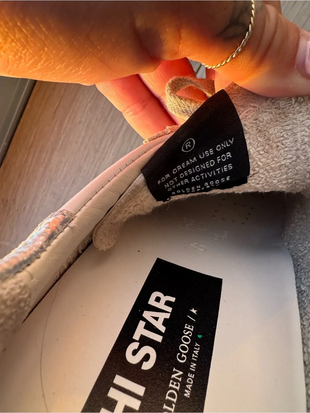 Golden Goose Hi Star with silver star and metallic silver heel